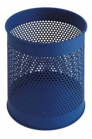 Perforierter Papierkorb 15 Liter in blau Runder Papierkorb aus Metall.